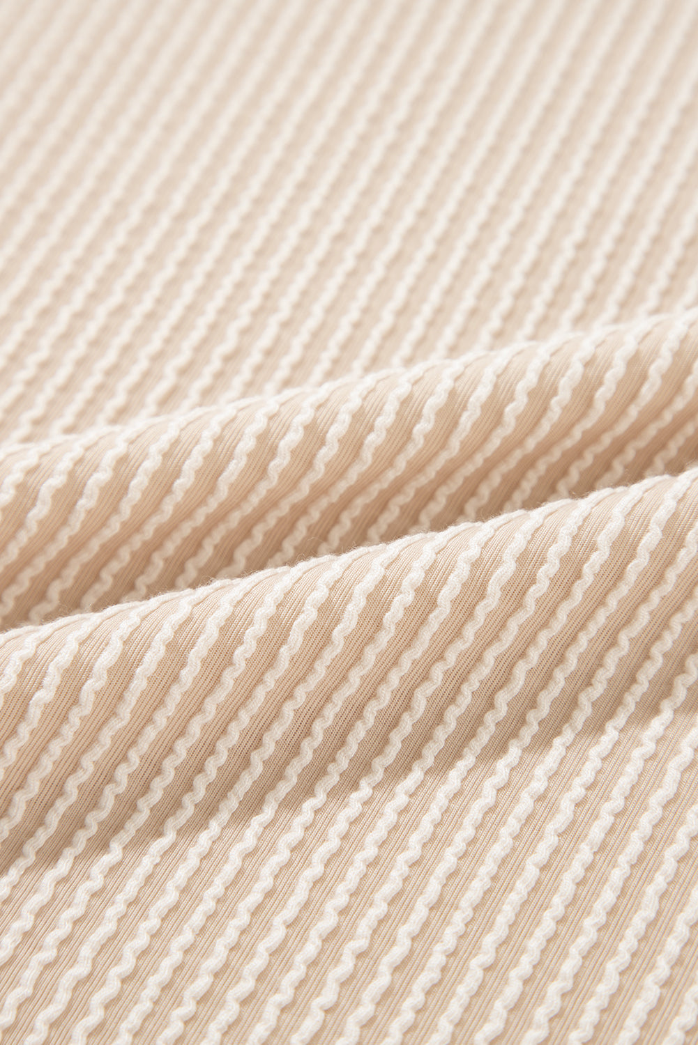Beige Corded Knit Pocketed Loose Fit T Shirt