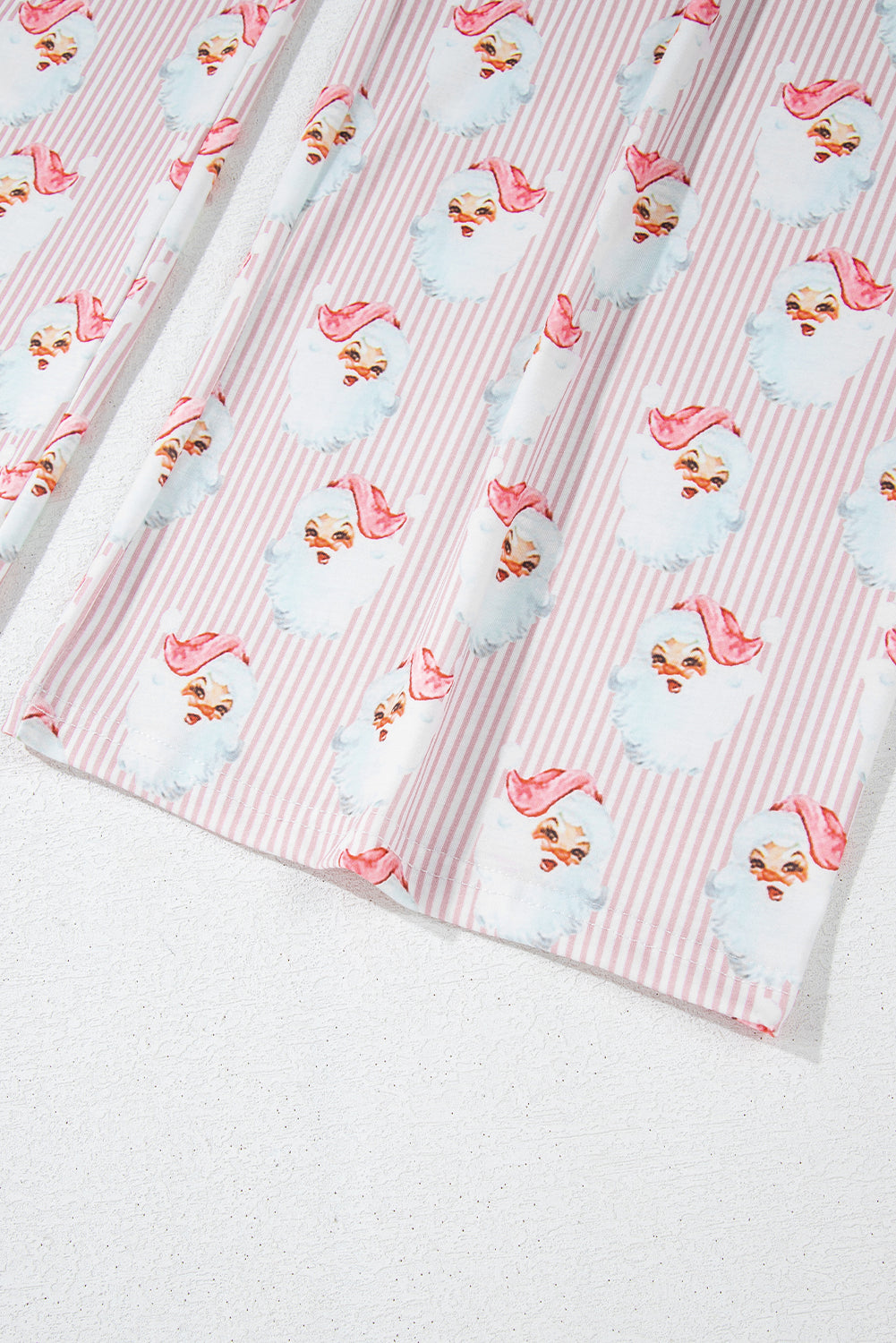 Sky Blue Santa Claus Striped Print Loose Fit Two Piece Lounge Set