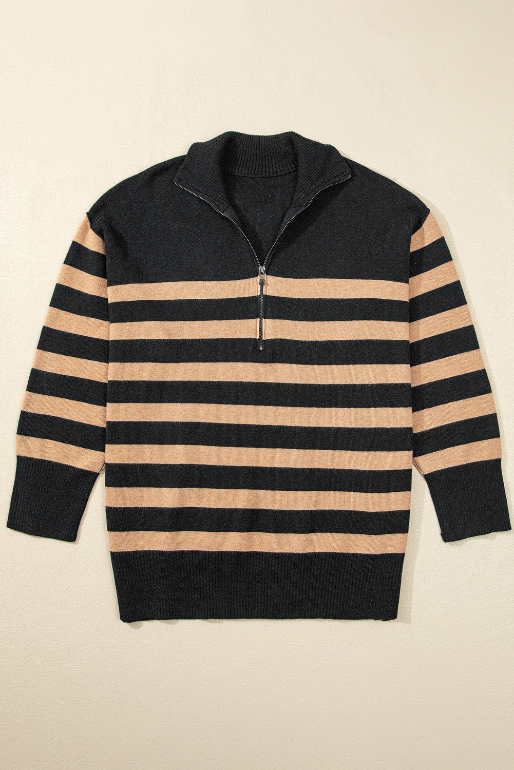 Green Collared Quarter Zipper Oversized Sweater