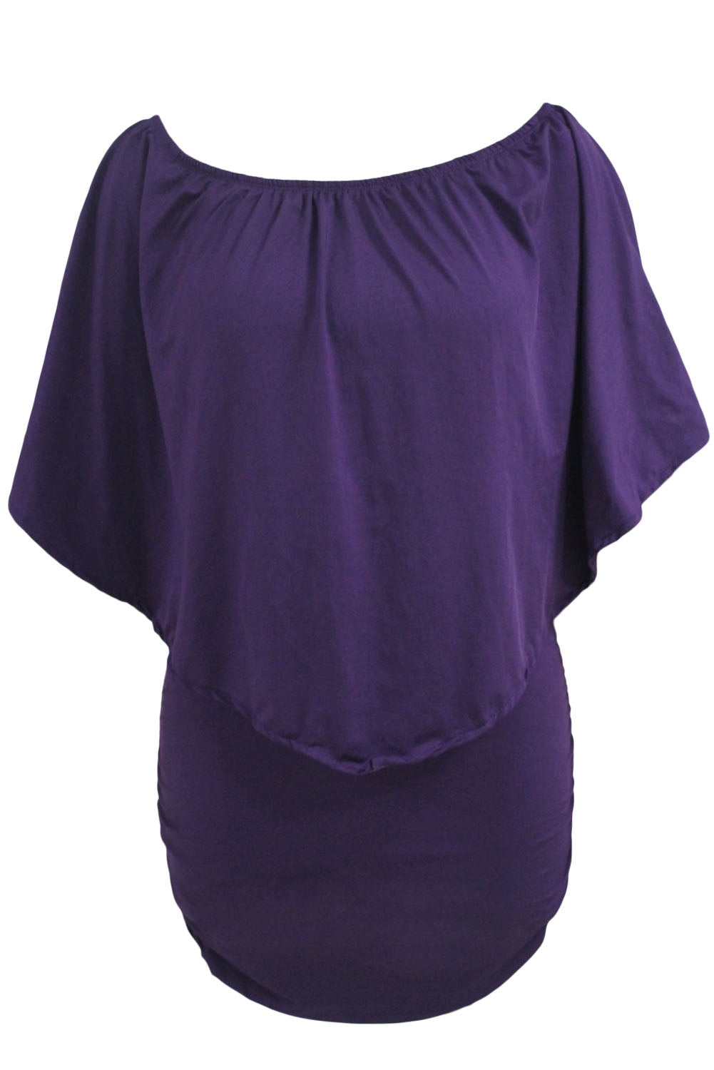 Multiple Dressing Layered Dark Blue Mini Poncho Dress