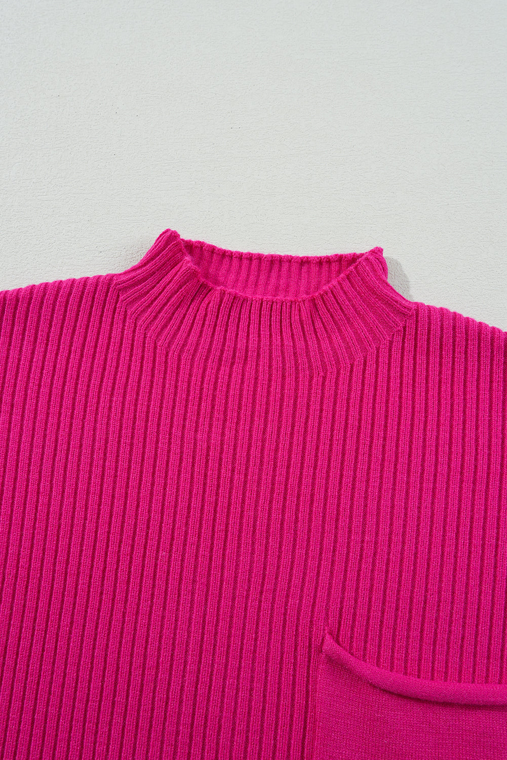 Beau Blue Patch Pocket Ribbed Knit Short Sleeve Sweater