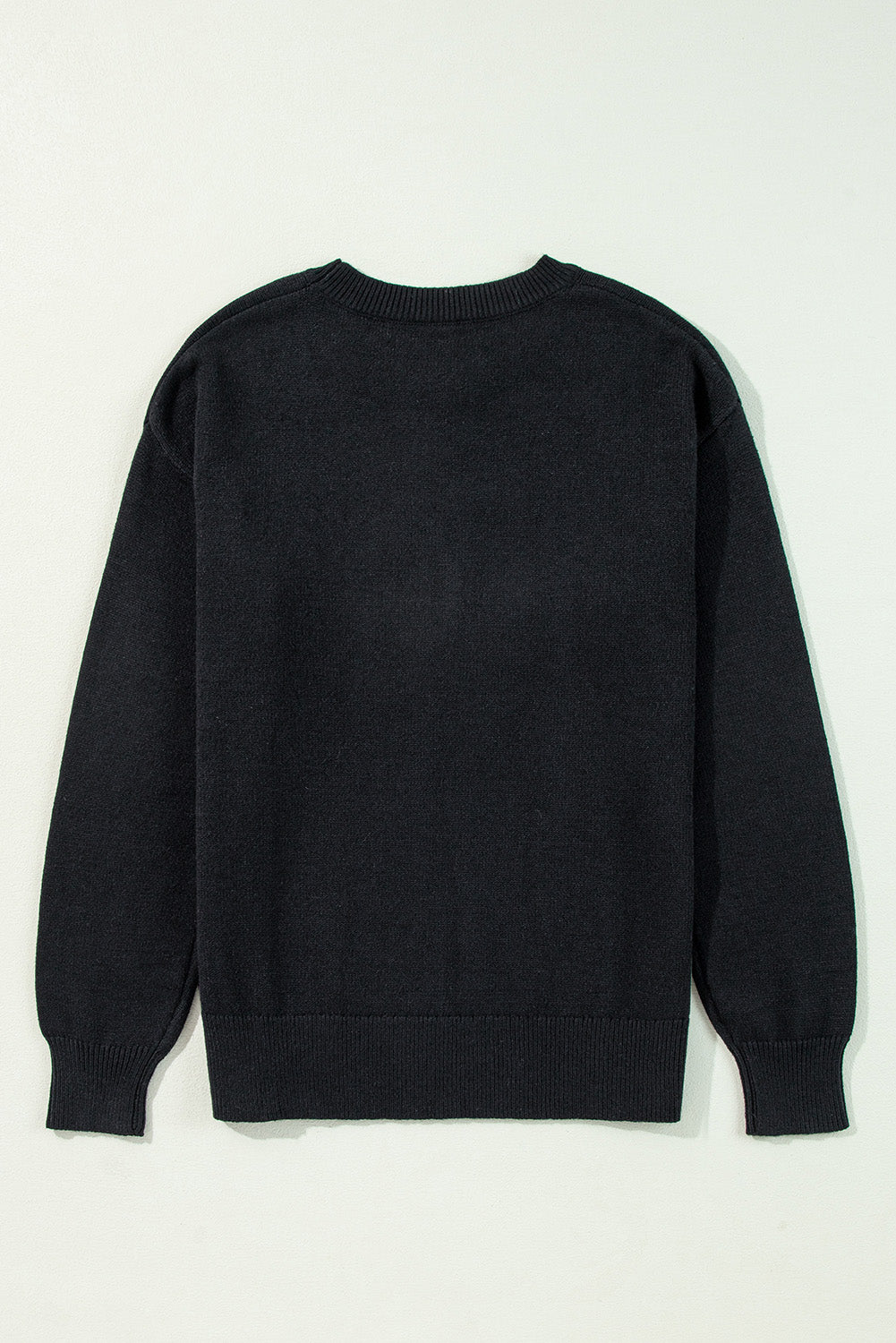 Orange Boo Knitted Pattern Ribbed Edge Drop Shoulder Sweater