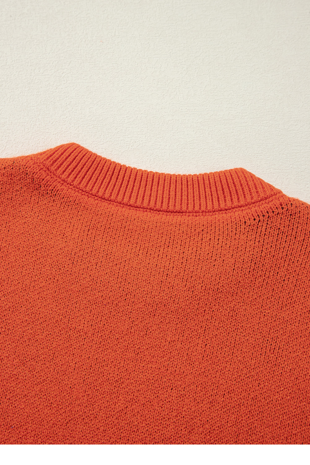 Black Halloween Pumpkin Face Pattern Drop Shoulder Sweater