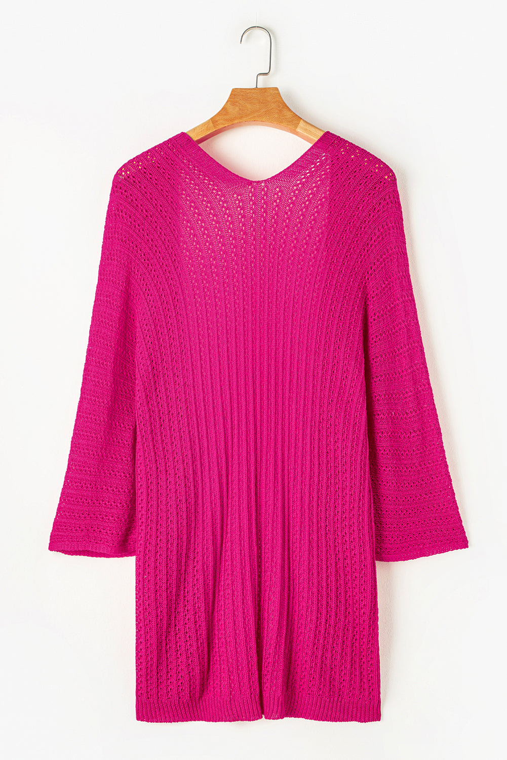 Sky Blue Hollow-out Bracelet Sleeve Knit Cardigan