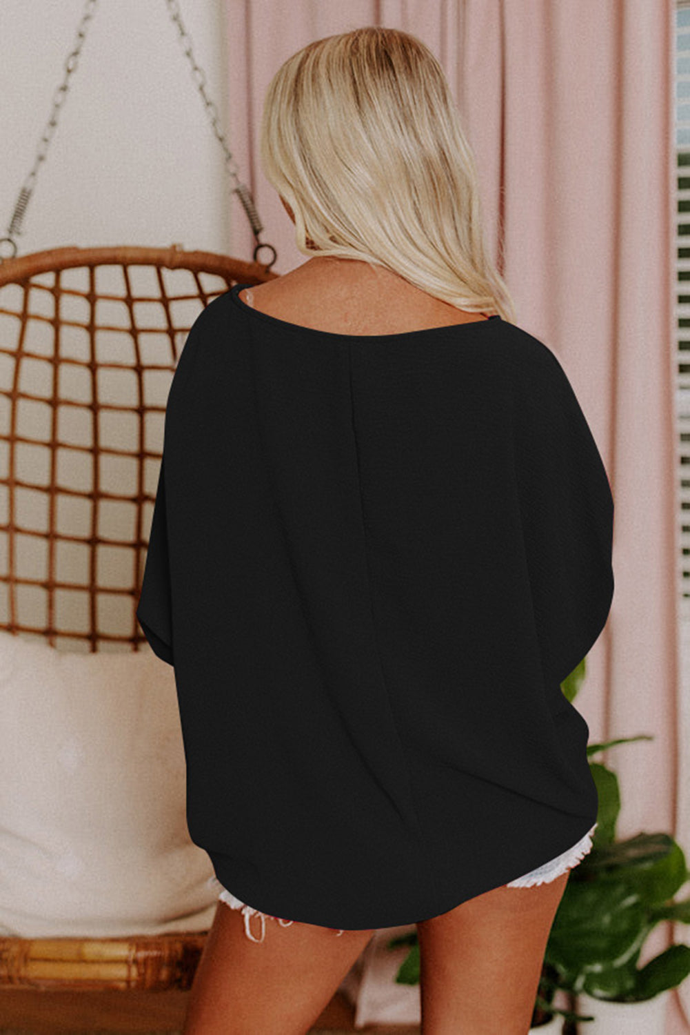 Rose Smocked Wrist Shift Top