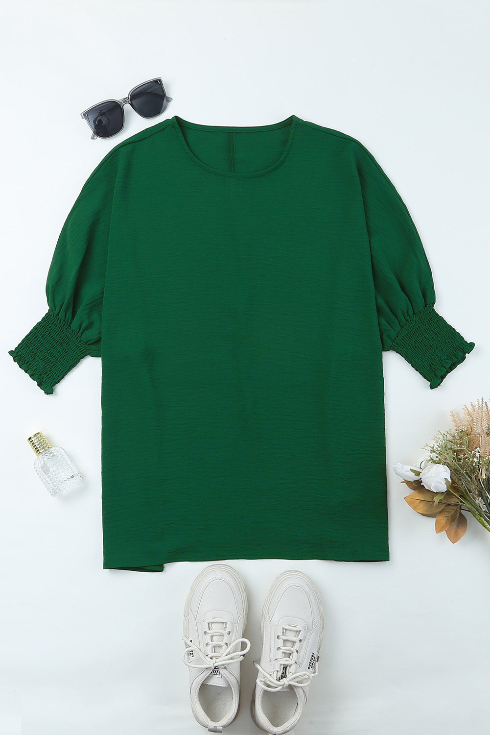 Rose Smocked Wrist Shift Top