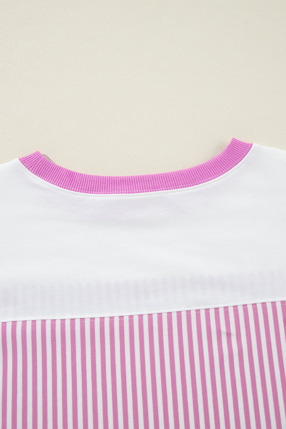 Black White Striped Patchwork 3/4 Sleeve Oversize Top