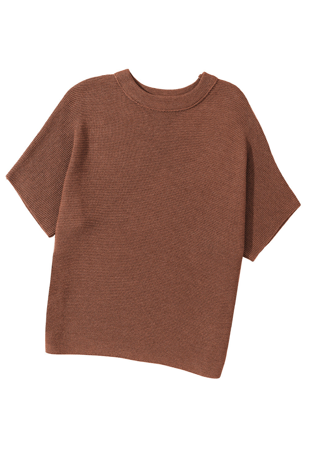 Medium Grey High Neck Short Bat Sleeve Sweater