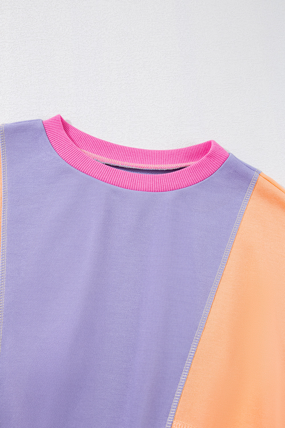 Dark Green Colorblock Patchwork Exposed Stitching Oversize Top