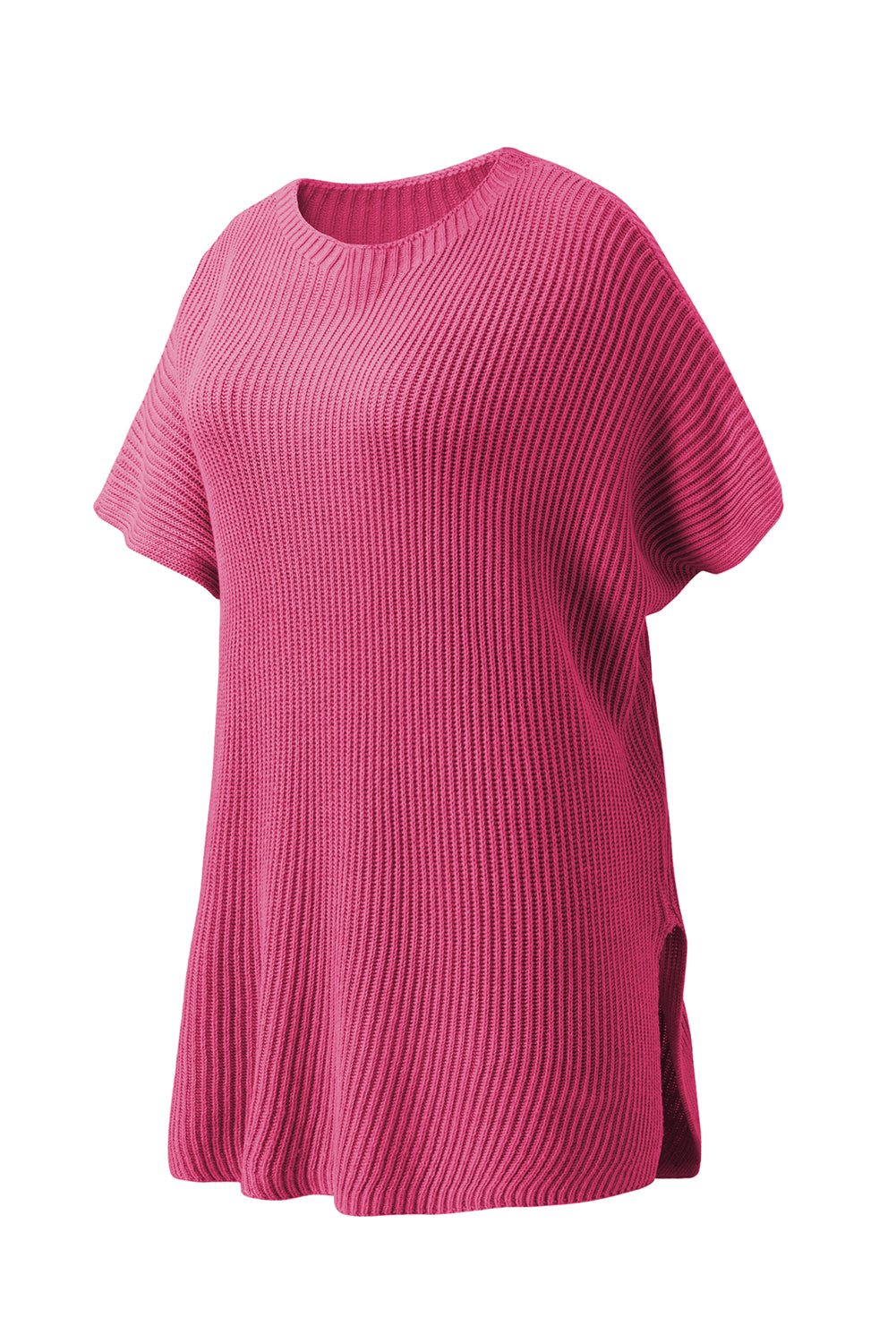 Haze Blue Short Sleeve Side Slit Oversized Sweater