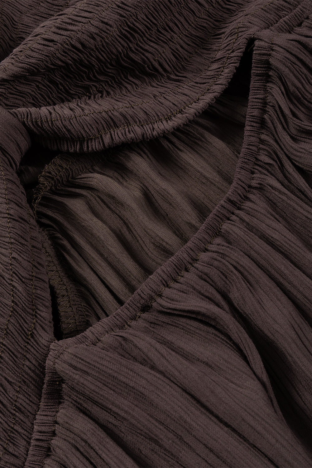 Brown V Neck Bowknot Cutout Frill Tiered Maxi Dress