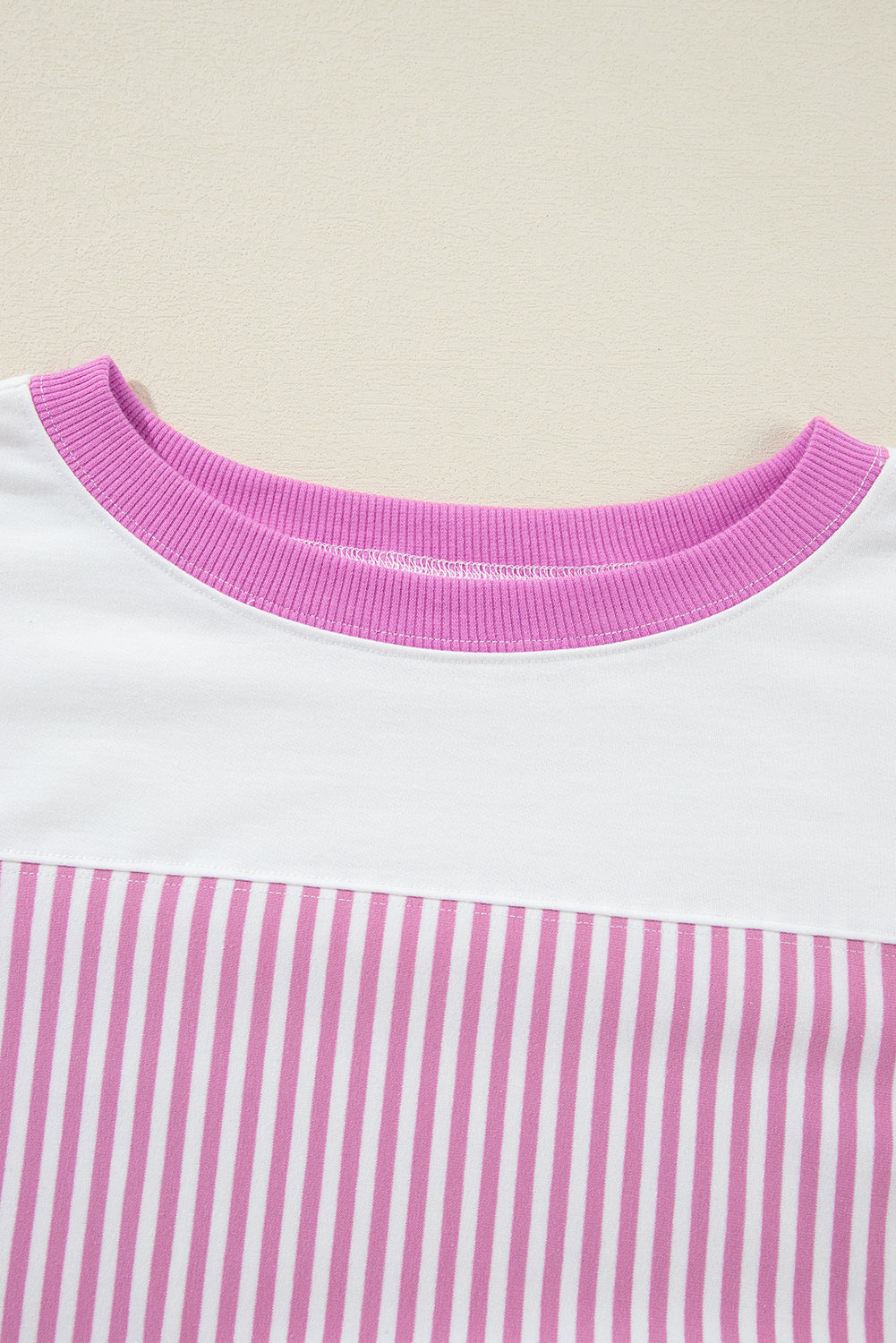 Black White Striped Patchwork 3/4 Sleeve Oversize Top