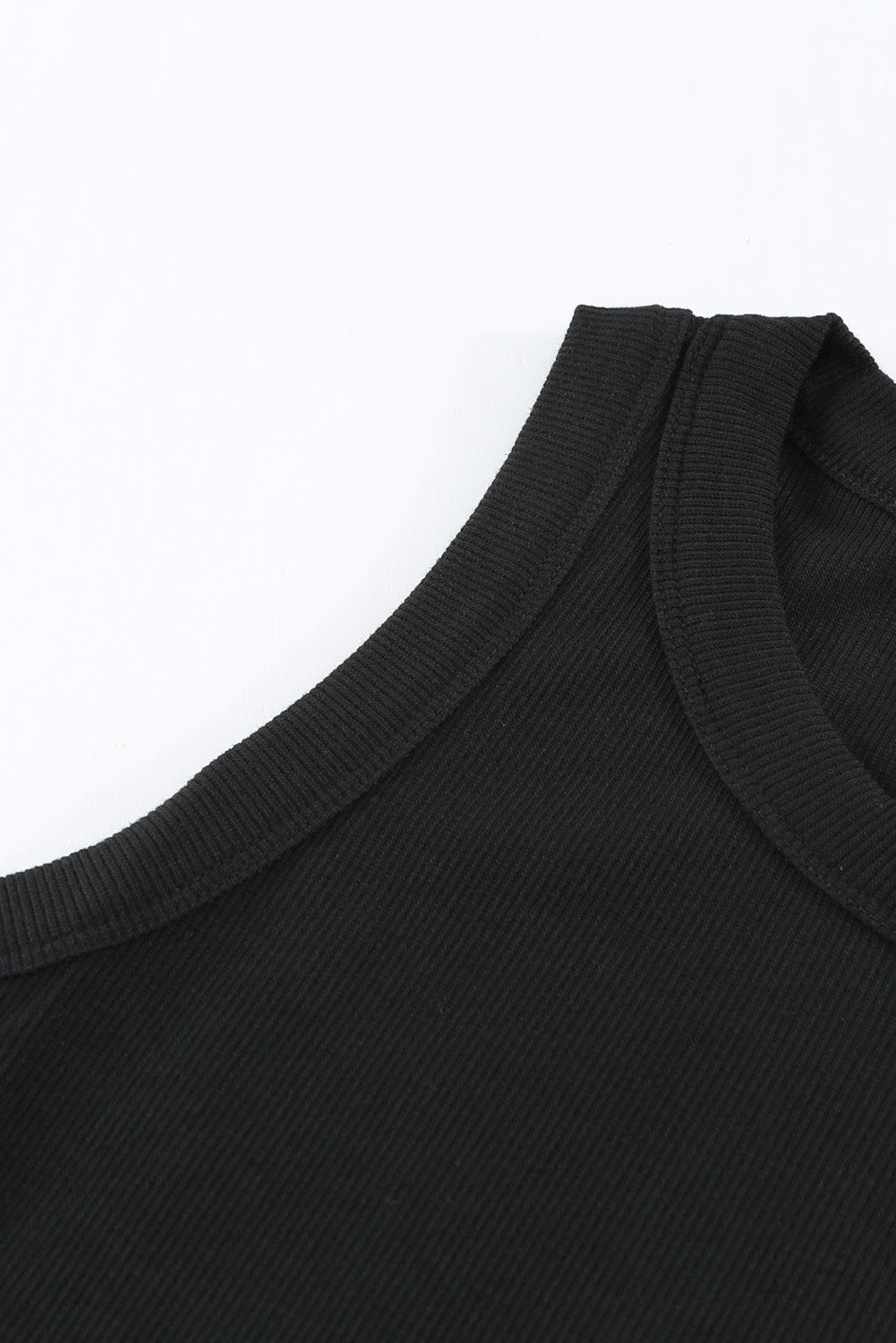 Solid White Round Neck Ribbed Tank Top
