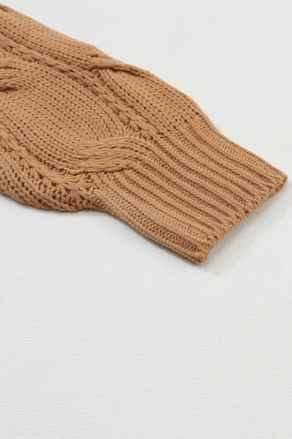 Black Ribbed Trim Eyelet Cable Knit Cardigan