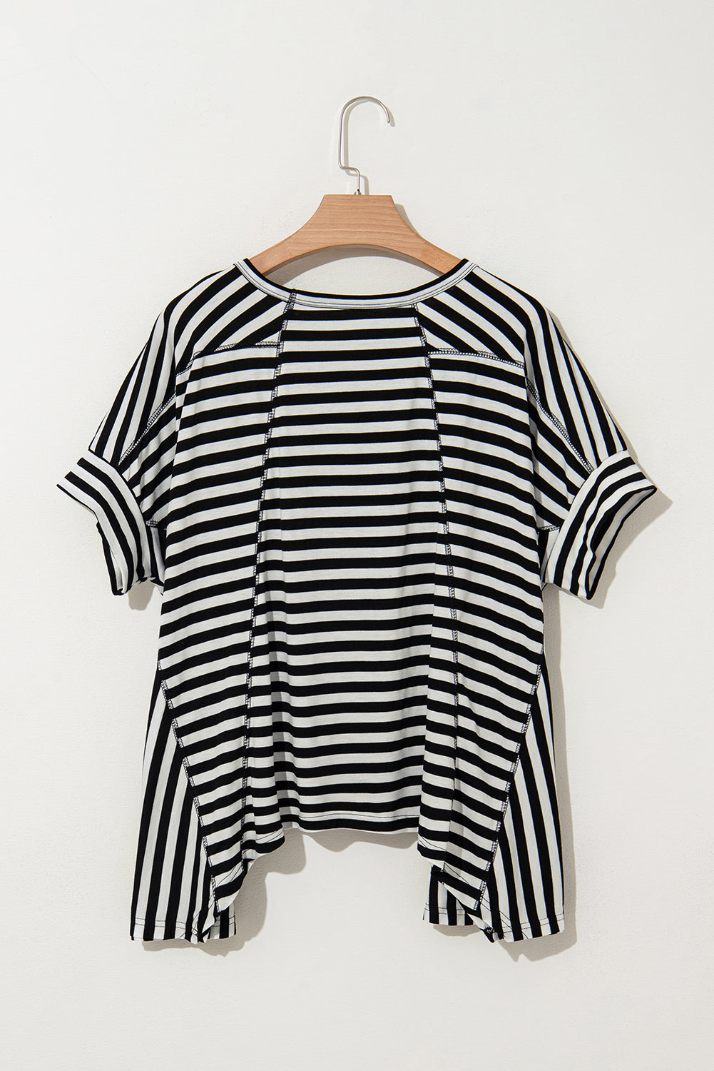 Khaki Stripe Batwing Sleeve Crewneck Oversized Top