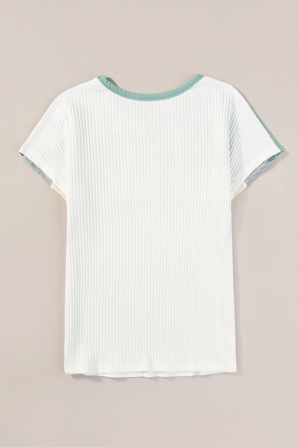 Gray Ribbed Color Block Patchwork T-shirt