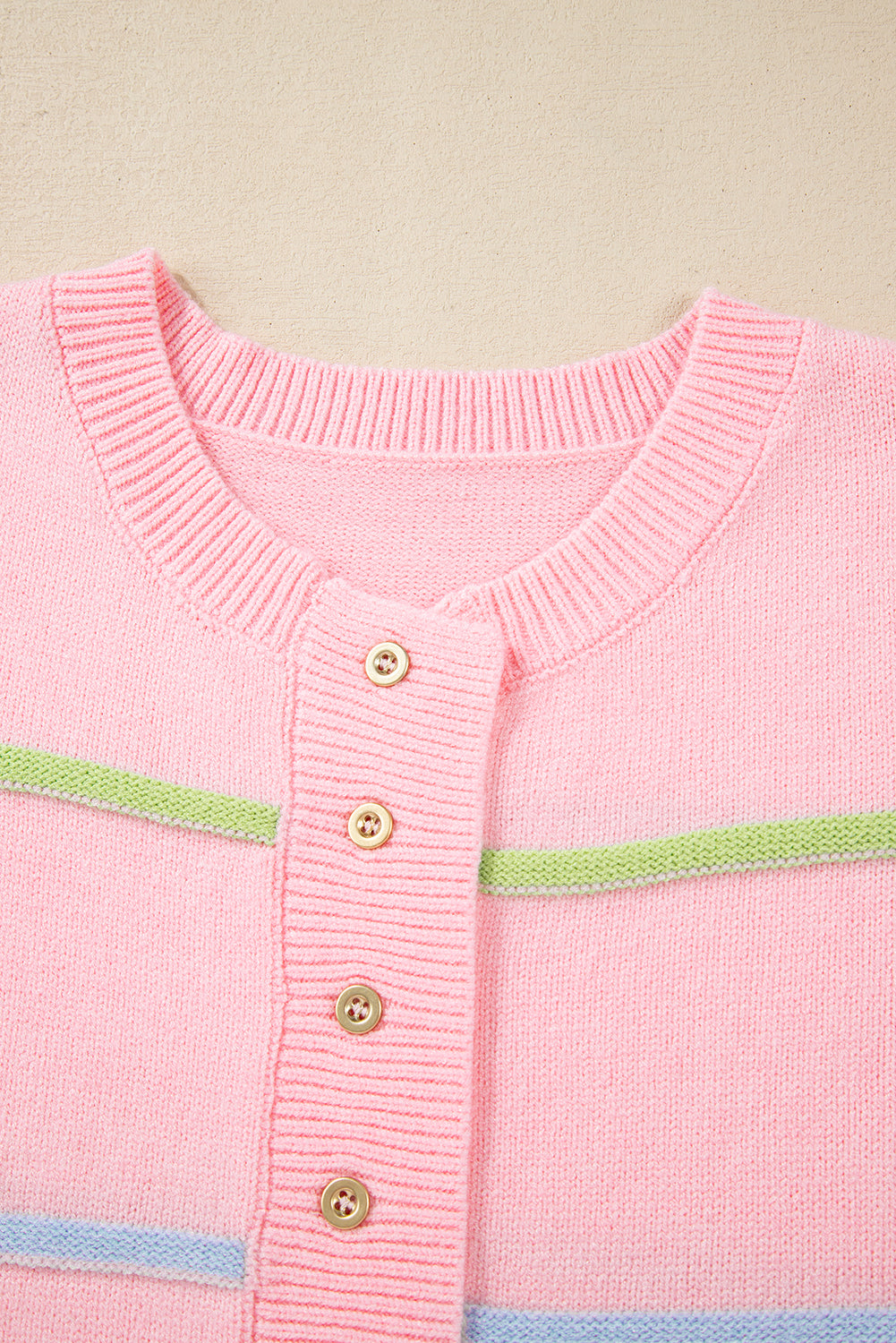 White Rainbow Stripes Drop Shoulder Baggy Henley Sweater