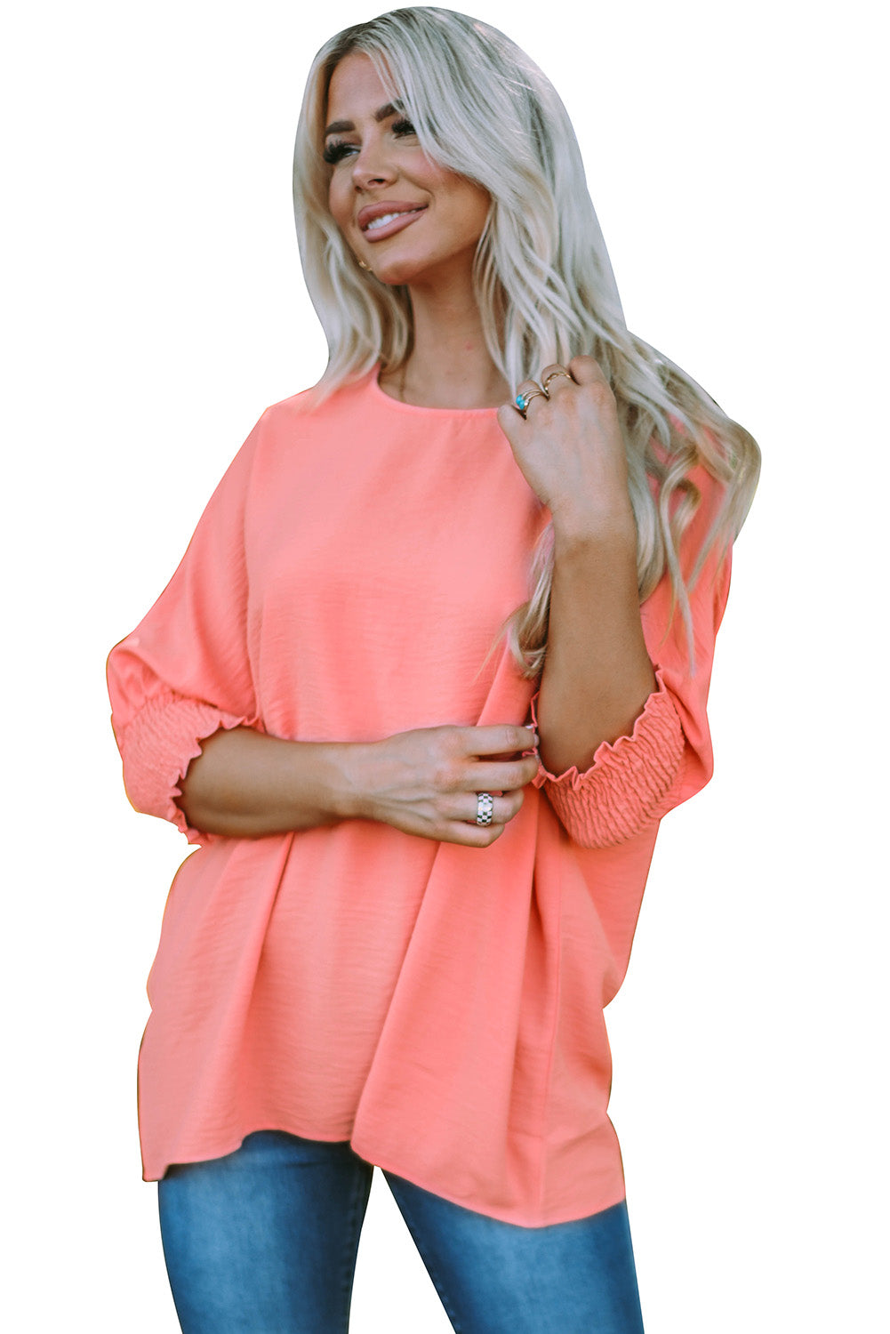 Rose Smocked Wrist Shift Top