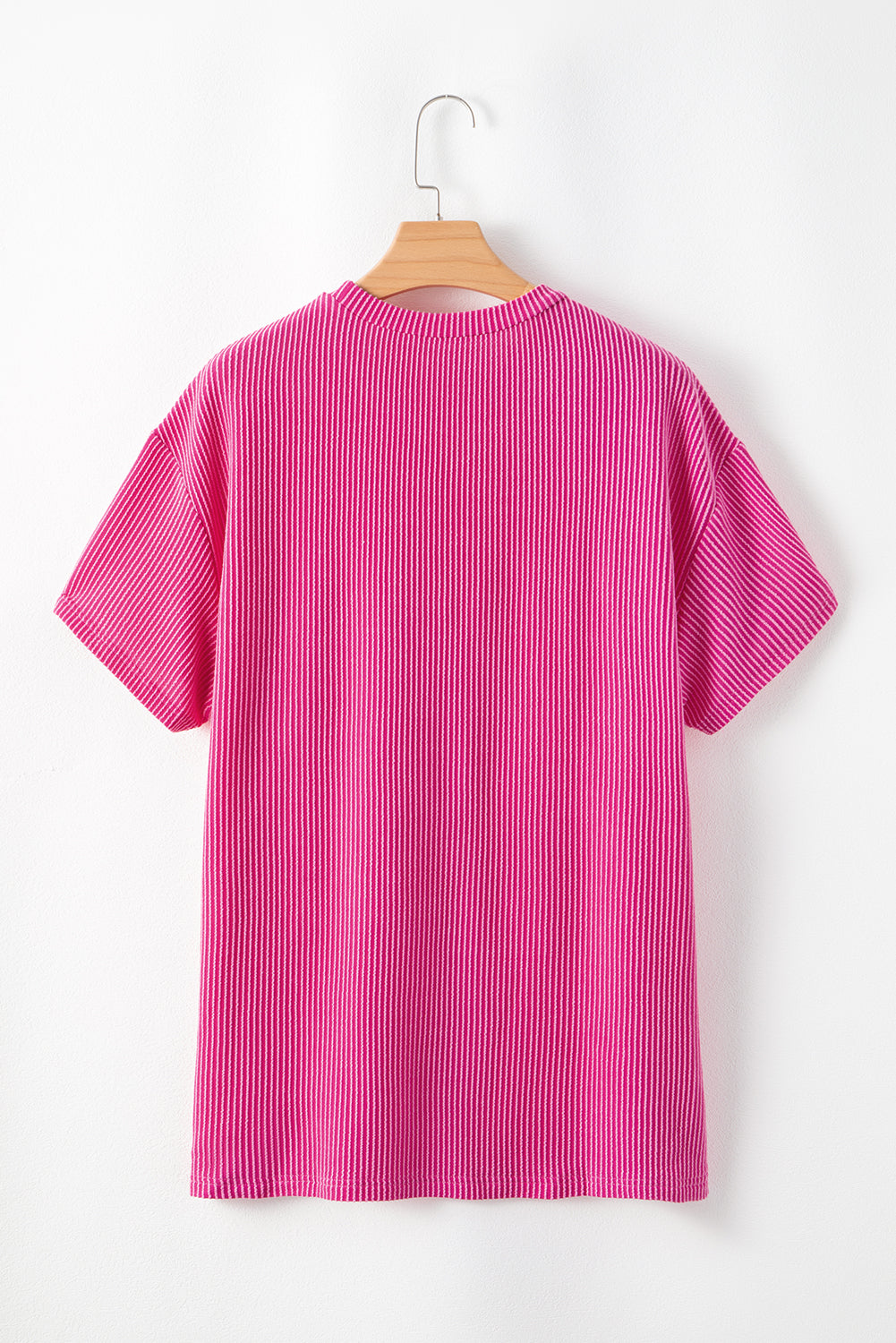 Beige Corded Knit Pocketed Loose Fit T Shirt