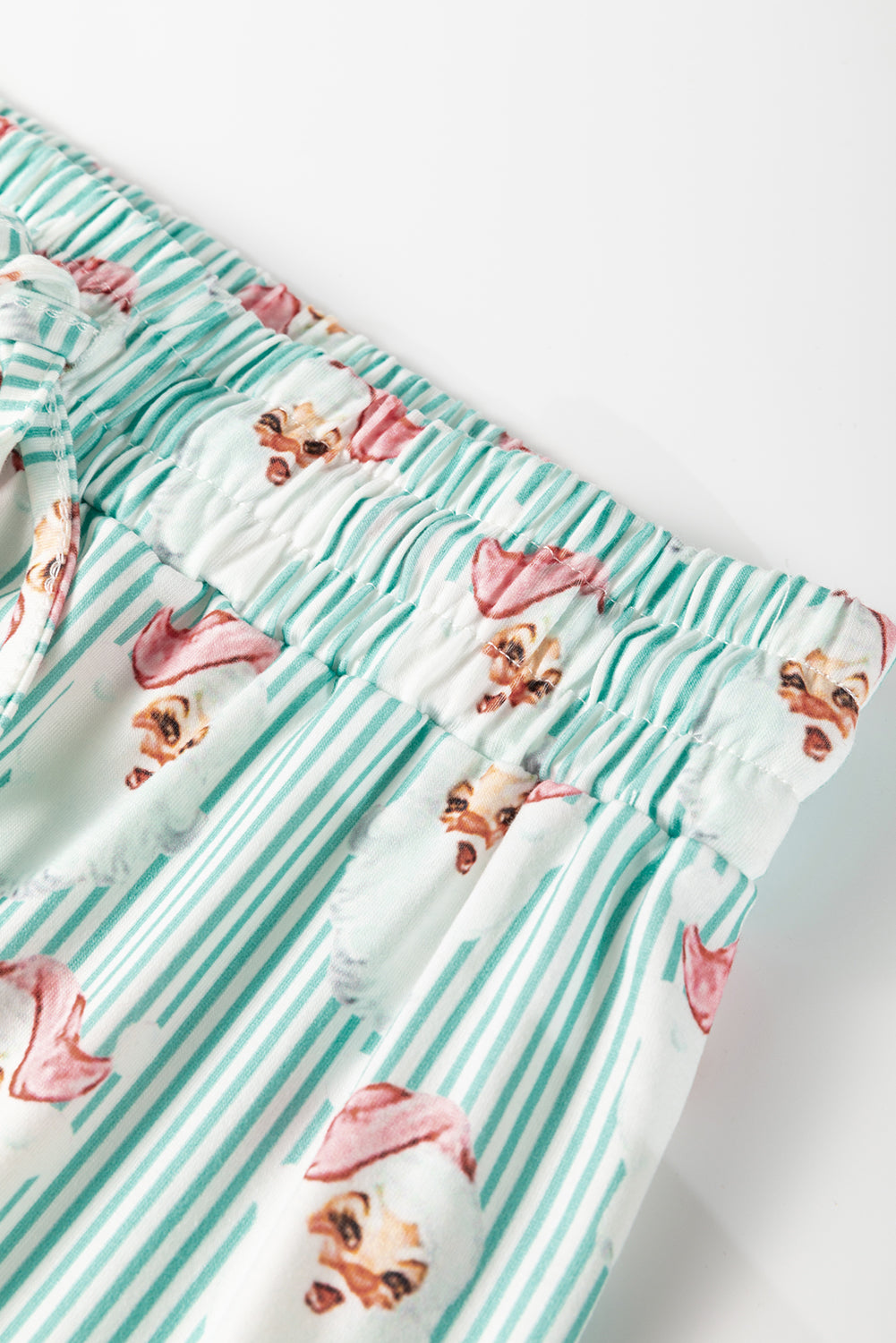 Sky Blue Santa Claus Striped Print Loose Fit Two Piece Lounge Set