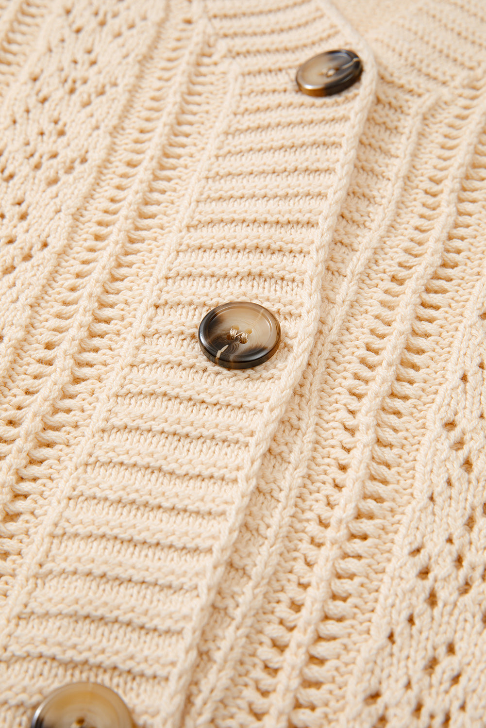 Black Open Knit Drop Shoulder Sweater Cardigan