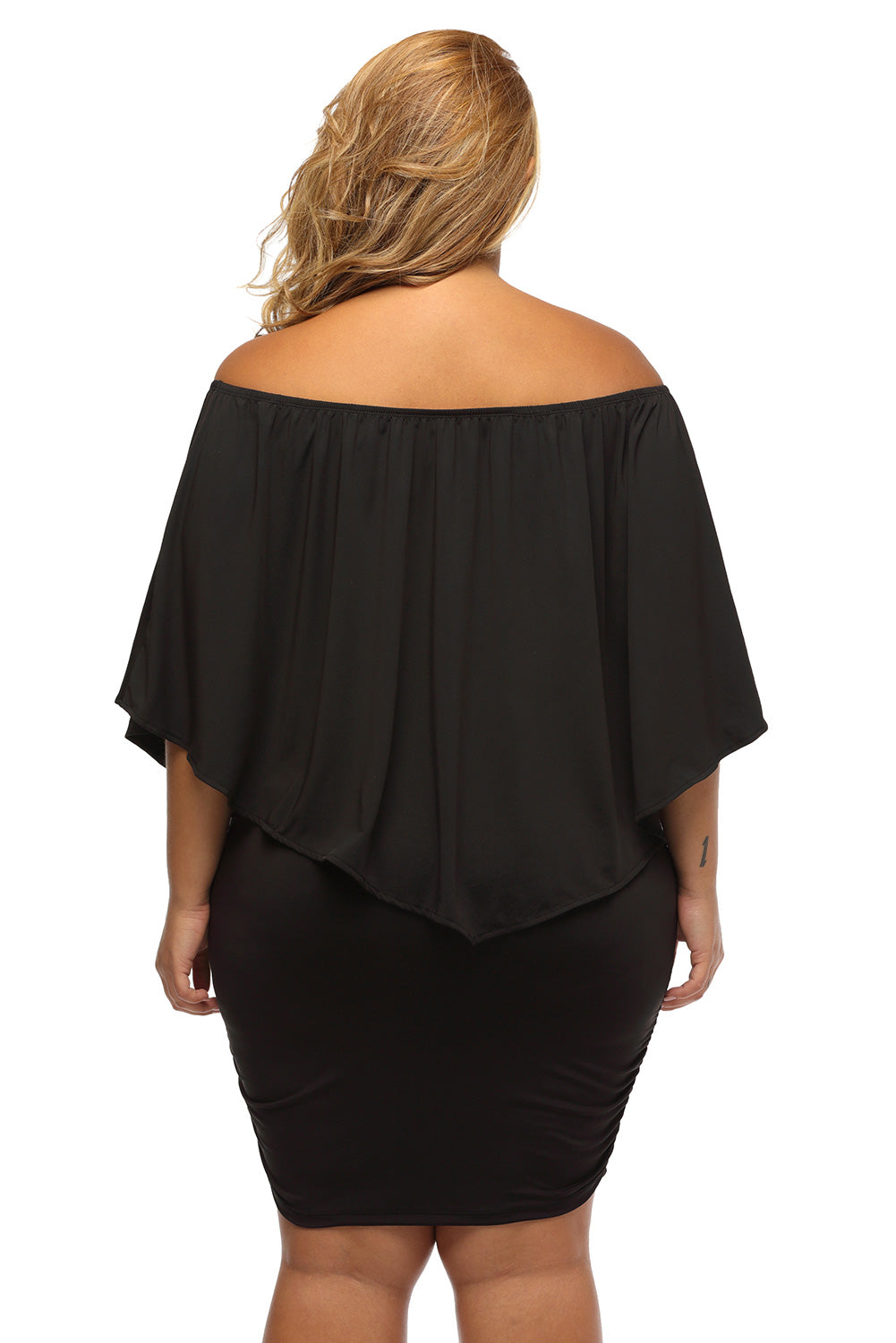 Multiple Dressing Layered Dark Blue Mini Poncho Dress
