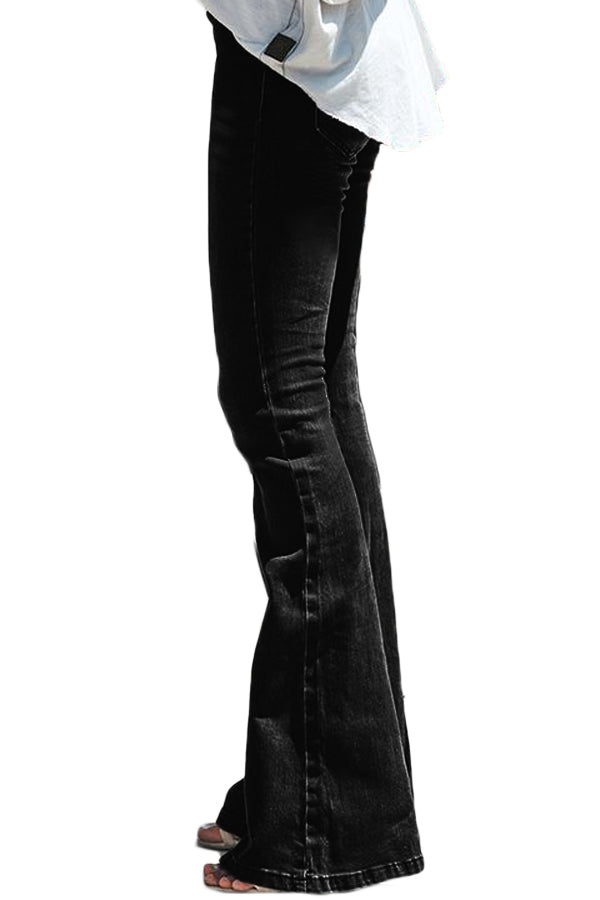 Black Wash Vintage Wide Leg Jeans