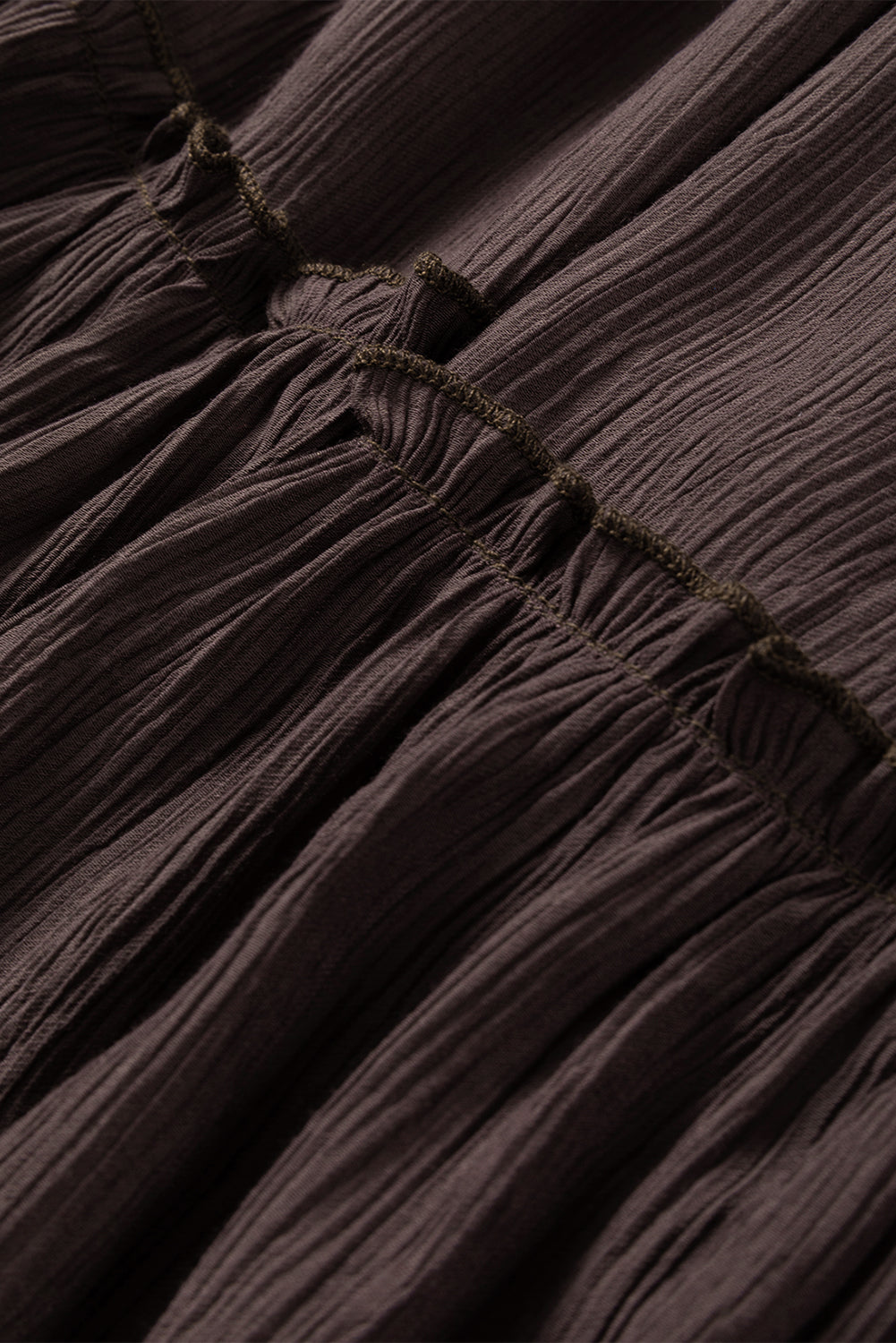 Brown V Neck Bowknot Cutout Frill Tiered Maxi Dress
