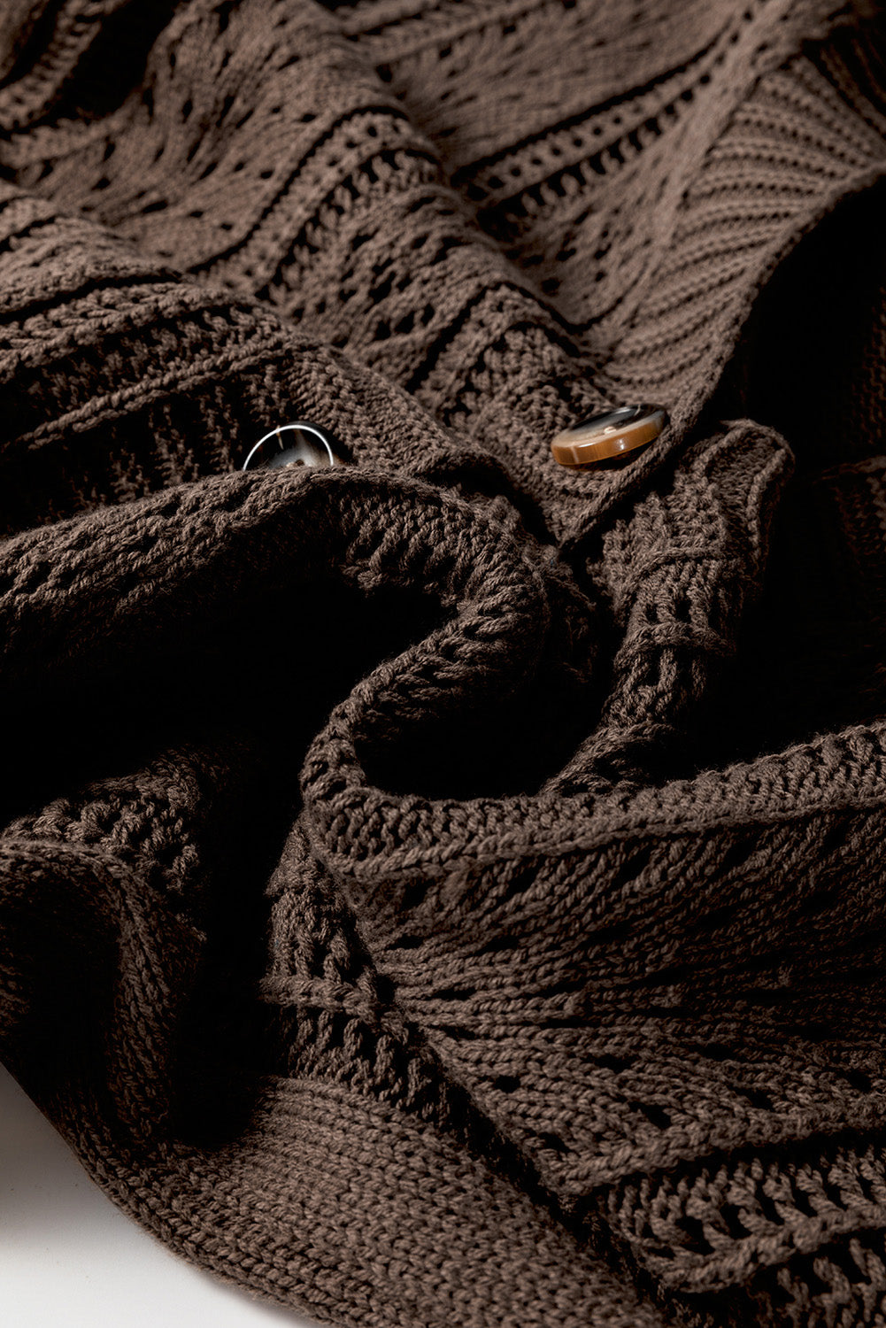 Black Open Knit Drop Shoulder Sweater Cardigan