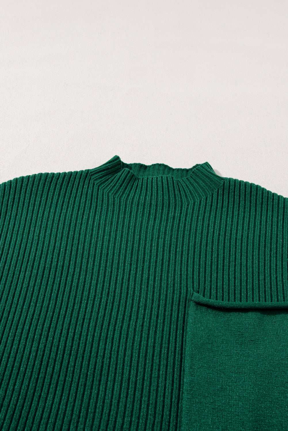 Beau Blue Patch Pocket Ribbed Knit Short Sleeve Sweater