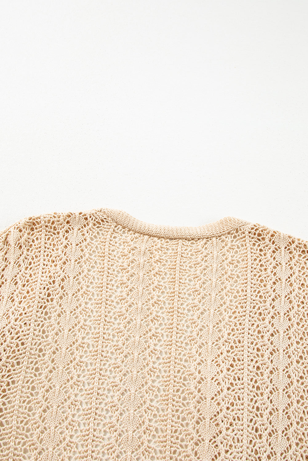 Black Hollow Out Knit Drop Shoulder Open Front Cardigan