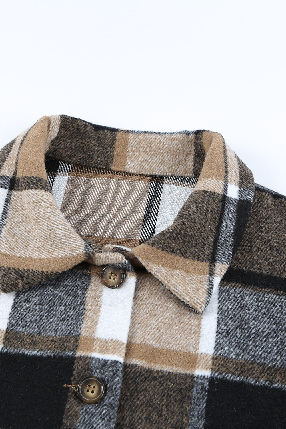 Orange Plaid Print Buttoned Shirt Jacket
