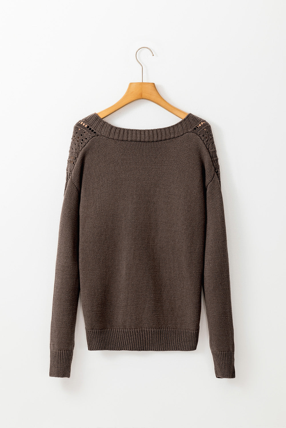 Black Open Knit Drop Shoulder Sweater Cardigan