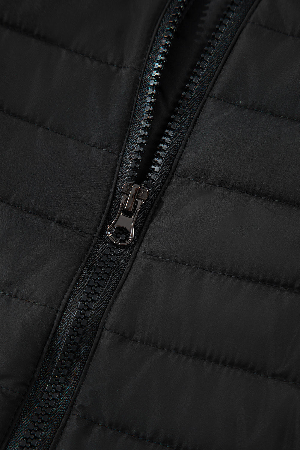 Burgundy Solid Color Quilted Zip-up Puffer Jacket