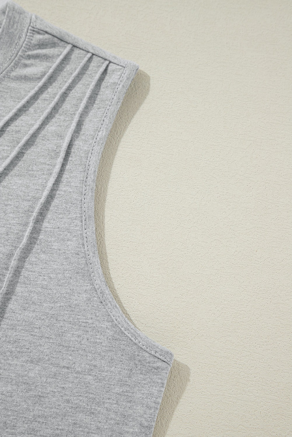 Black Crew Neck Pleated Tank Top