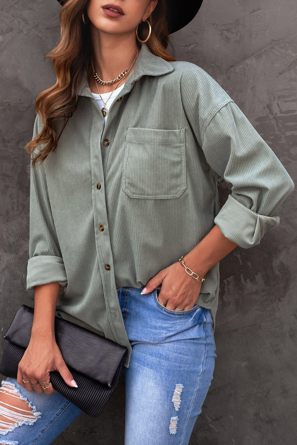 Corduroy Button Pocket Shirt