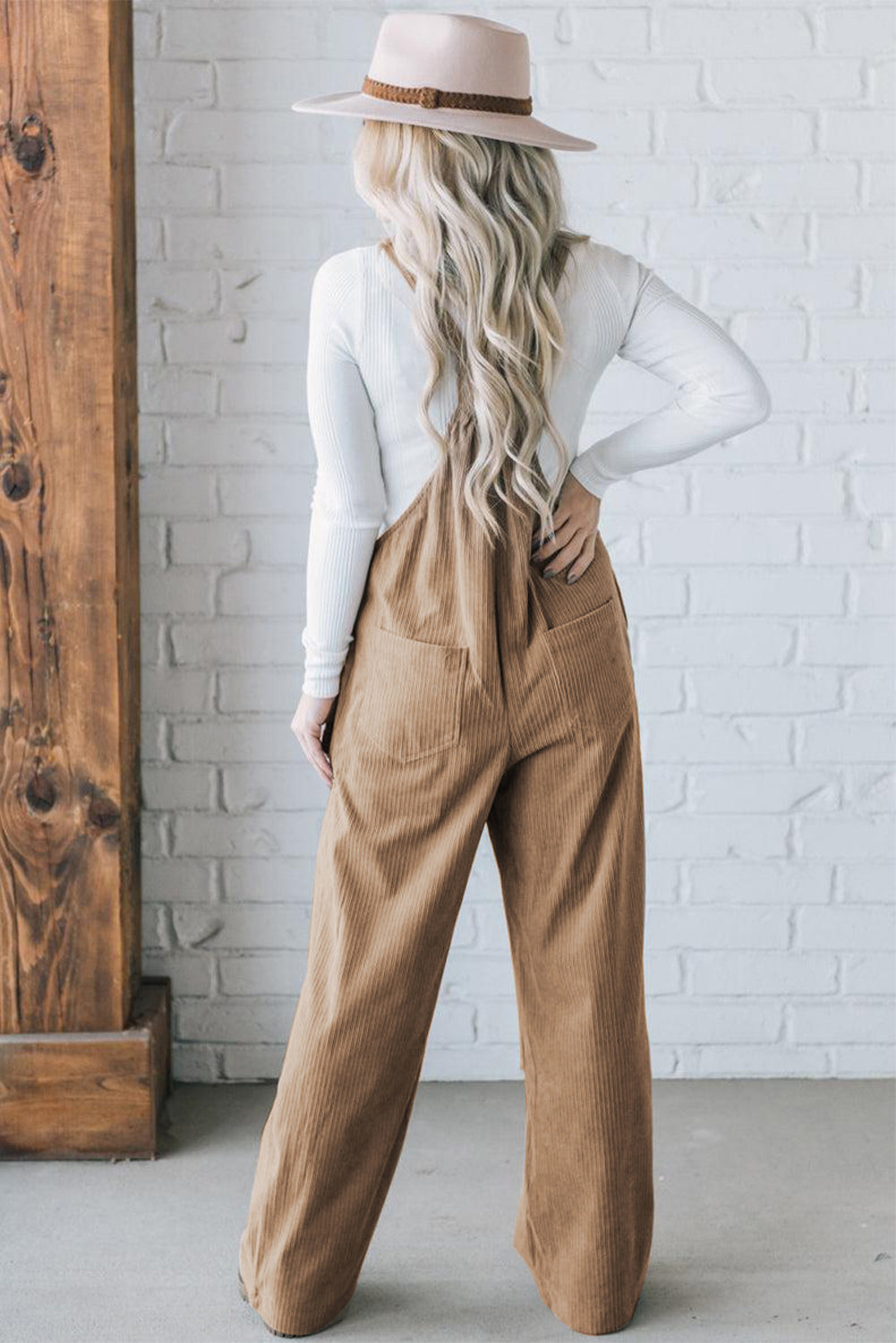 Real Teal Solid Pocketed Loose Fit Corduroy Overall