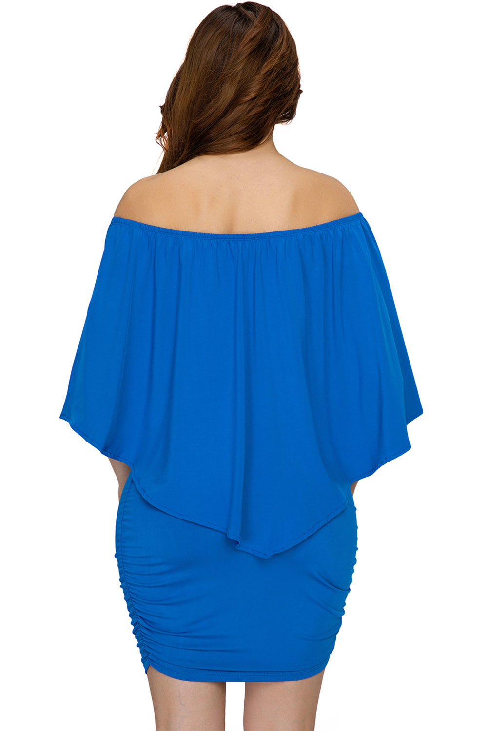 Multiple Dressing Layered Dark Blue Mini Poncho Dress