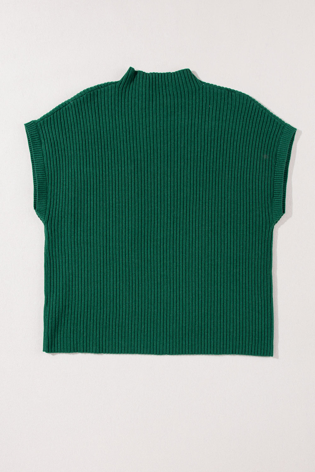 Beau Blue Patch Pocket Ribbed Knit Short Sleeve Sweater