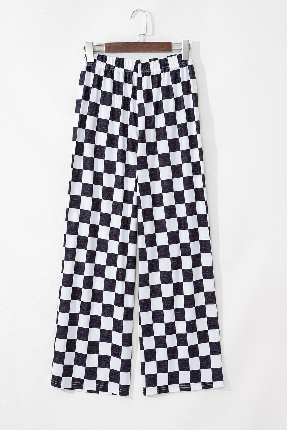Green 2-Tone Checked Print High Waist Wide Leg Pants