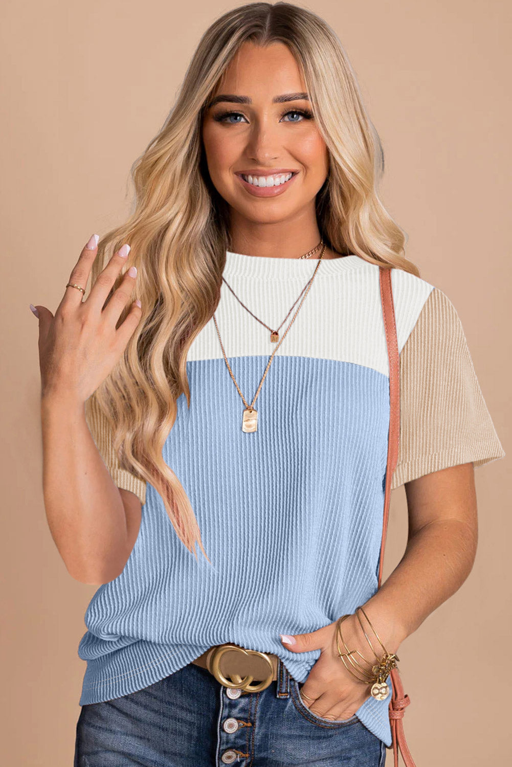 Skobeloff Rib Textured Colorblock T Shirt