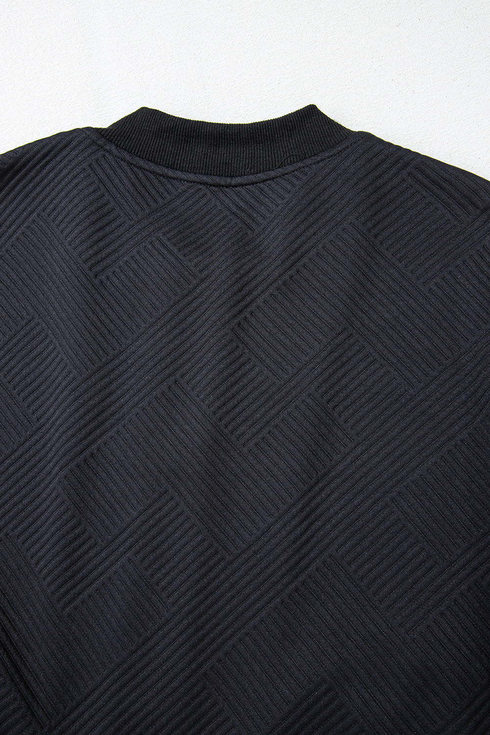 Myosotis Solid Textured Stand Neck Zipper Bomber Jacket