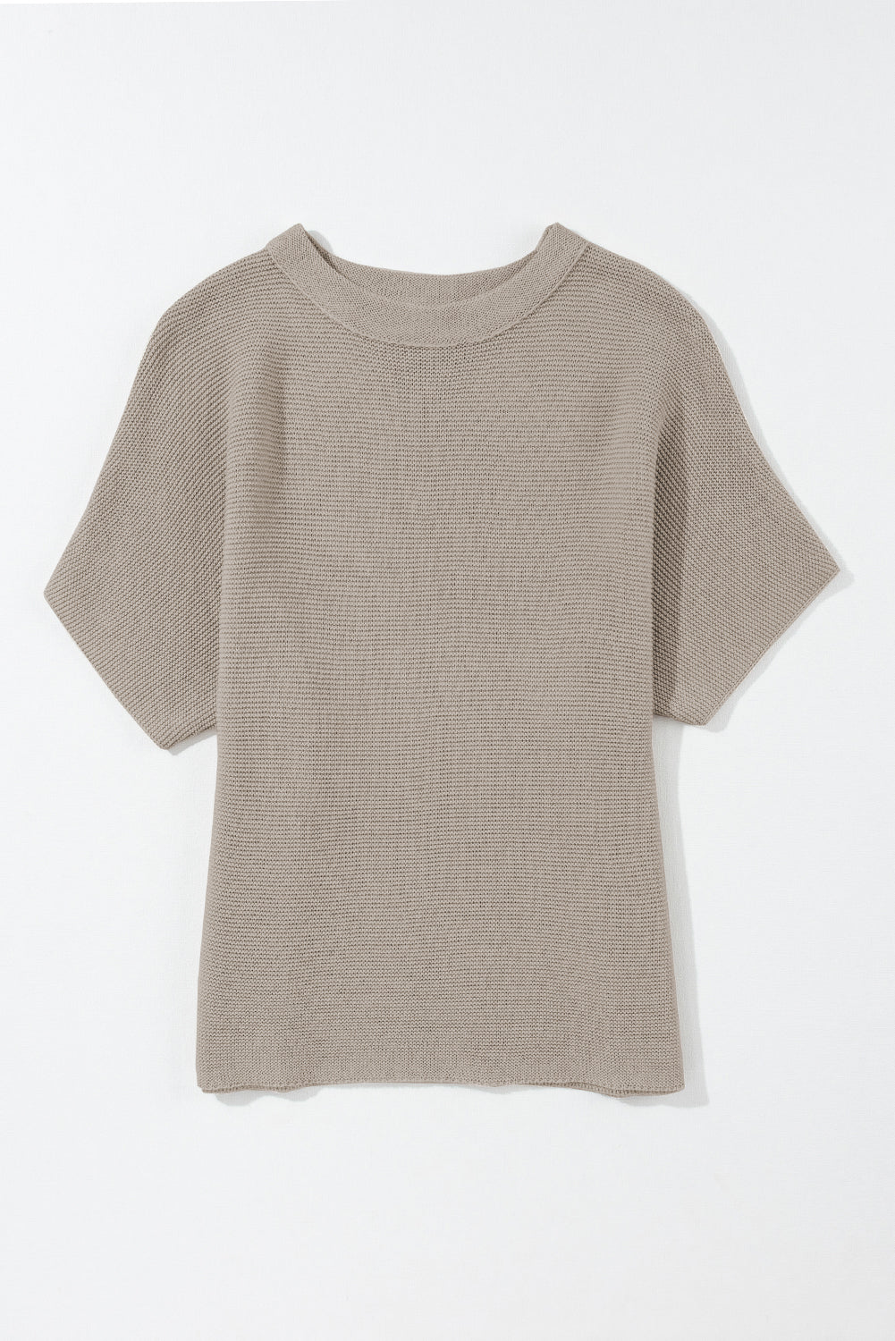 Medium Grey High Neck Short Bat Sleeve Sweater