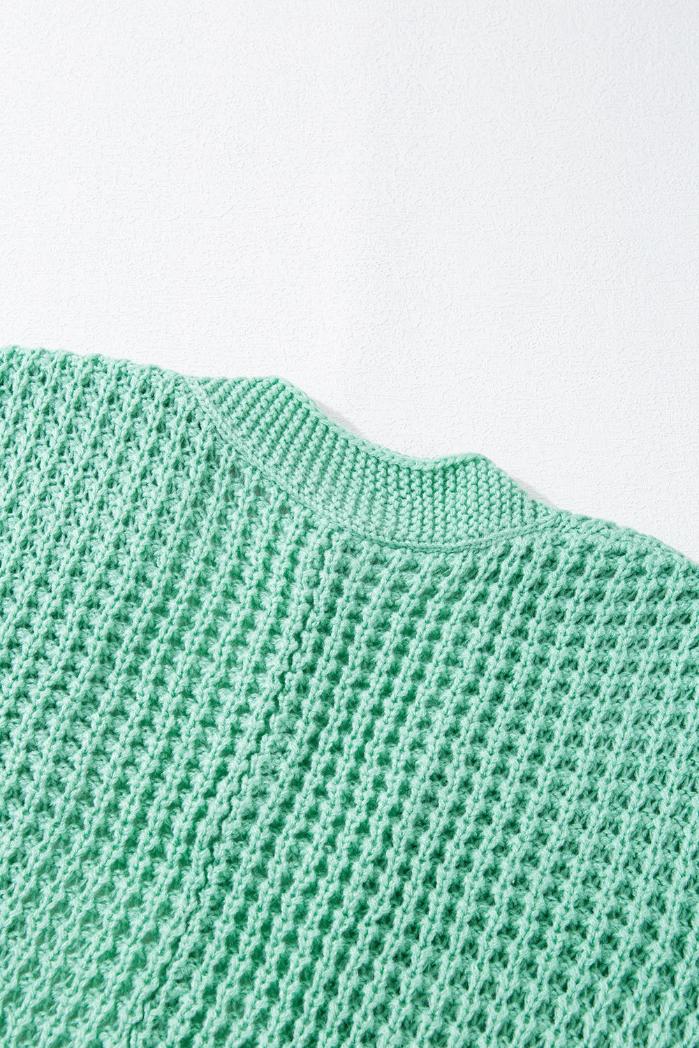 Green Long Line Open Front Knitted Cardigan with Pockets