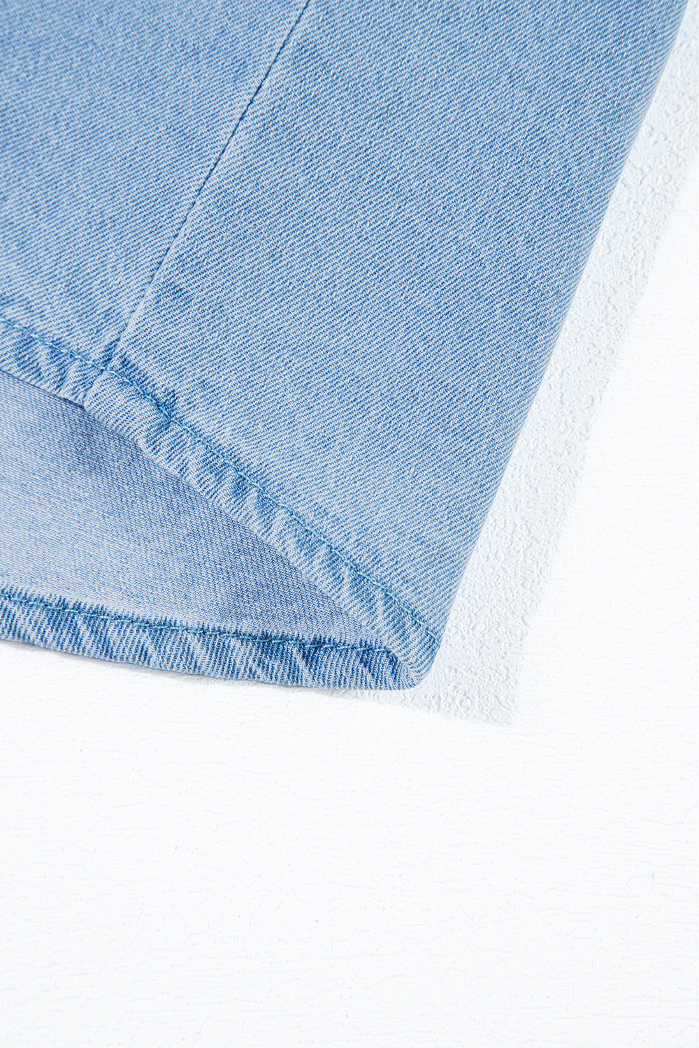 Ashleigh Blue Button Front Ruffled Flutter Frayed Denim Top