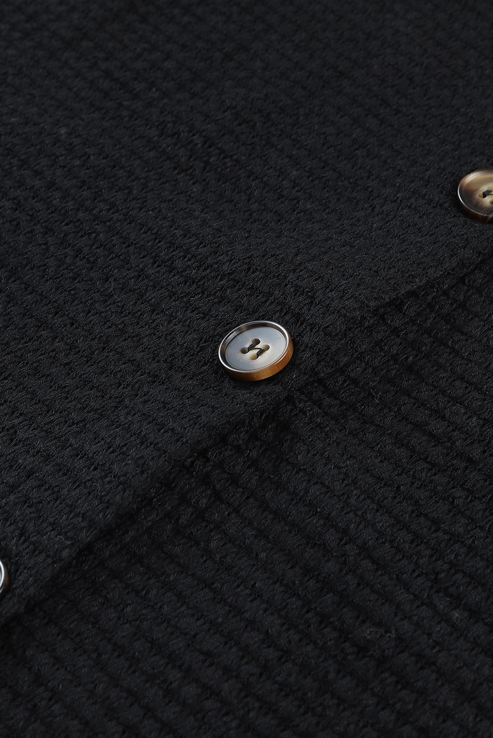 Brown Waffle Knit Button Up Casual Shirt
