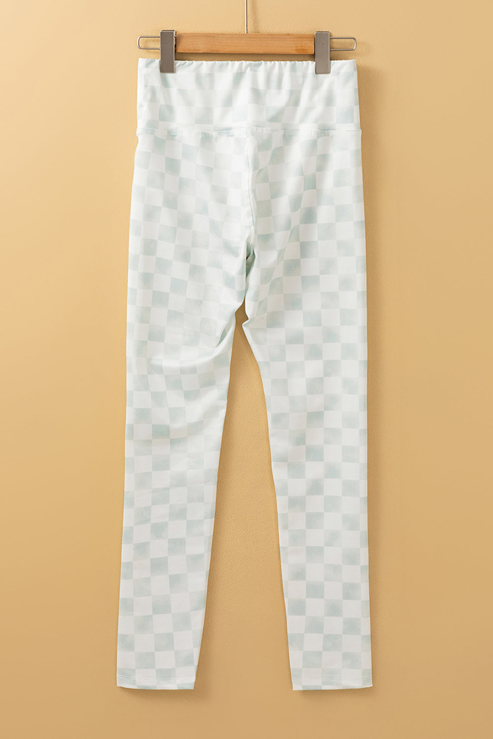 Khaki Checkered Pattern High Waist Skinny Leggings