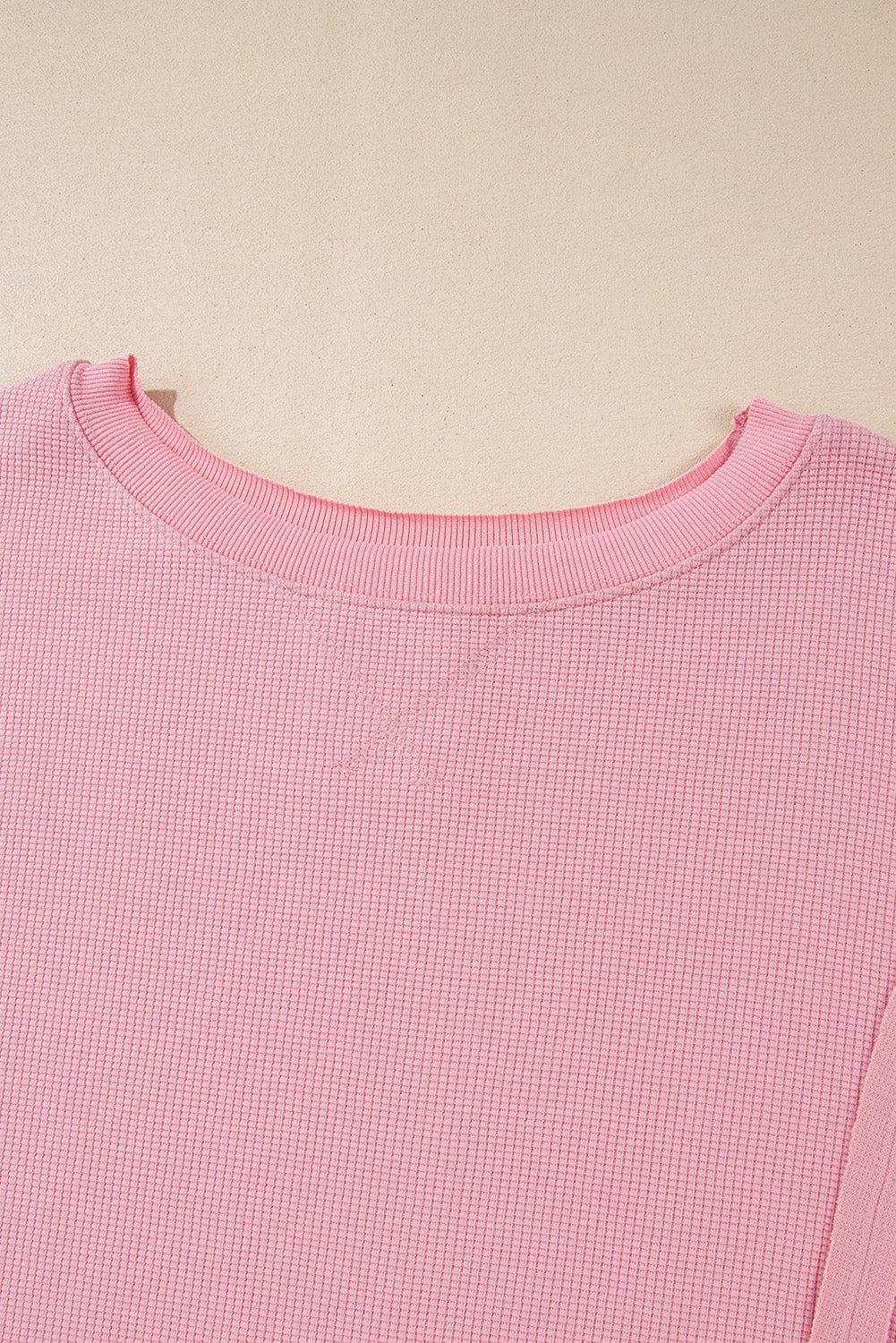 Gray Waffle knit Bishop Sleeve Split Oversized Top
