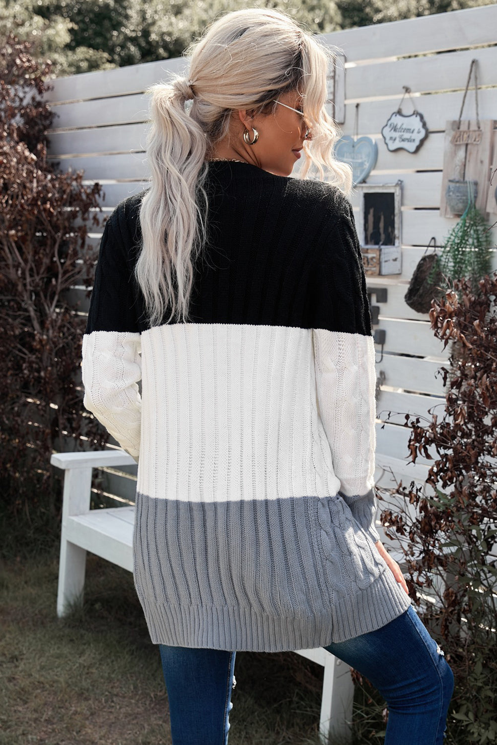 Sky Blue Button Pocket Knit Cardigan
