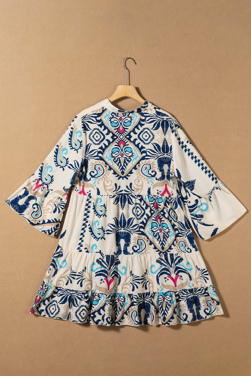 Green Tribal Bracelet Sleeve Buttoned Mini Dress